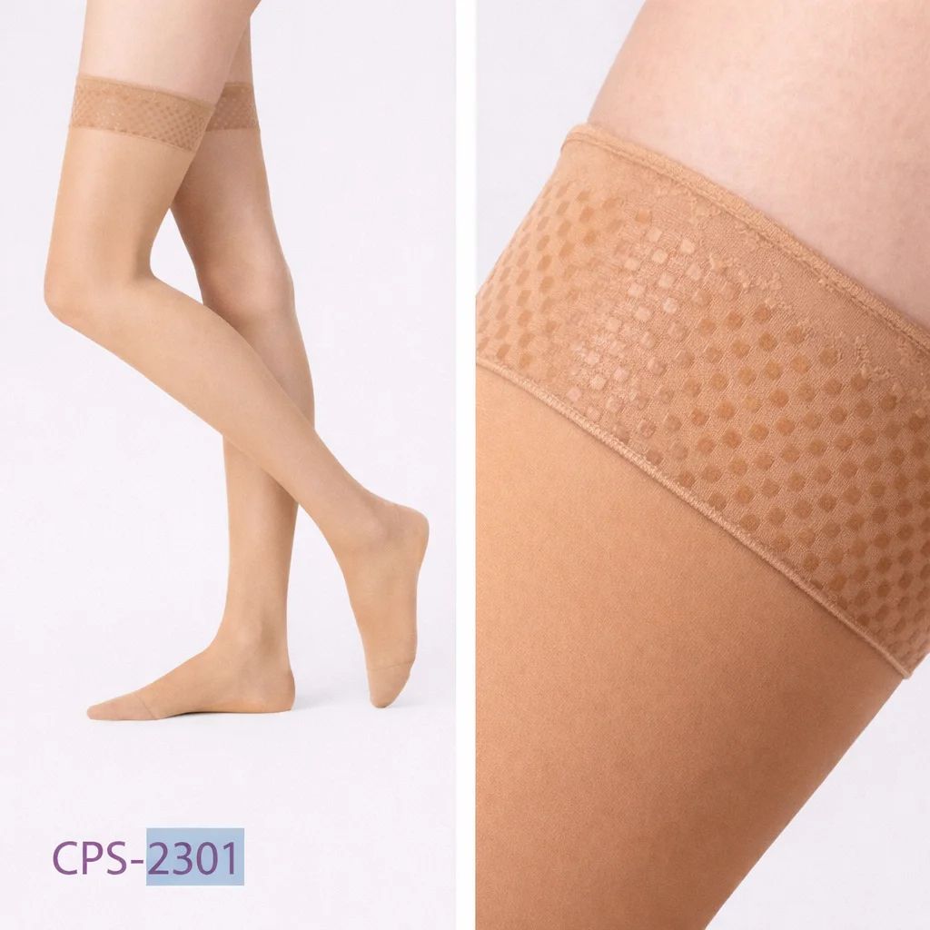 Thigh High Compression Stockings with Silicone Lace Band (Closed Toe)