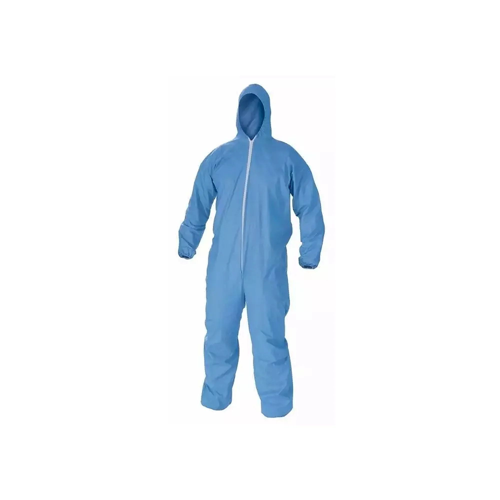 Personal Protective with Elastic Ankle & Cuff, with hood & front zipper. Disposable, Blue, Large, breathable & comfort - Image 1