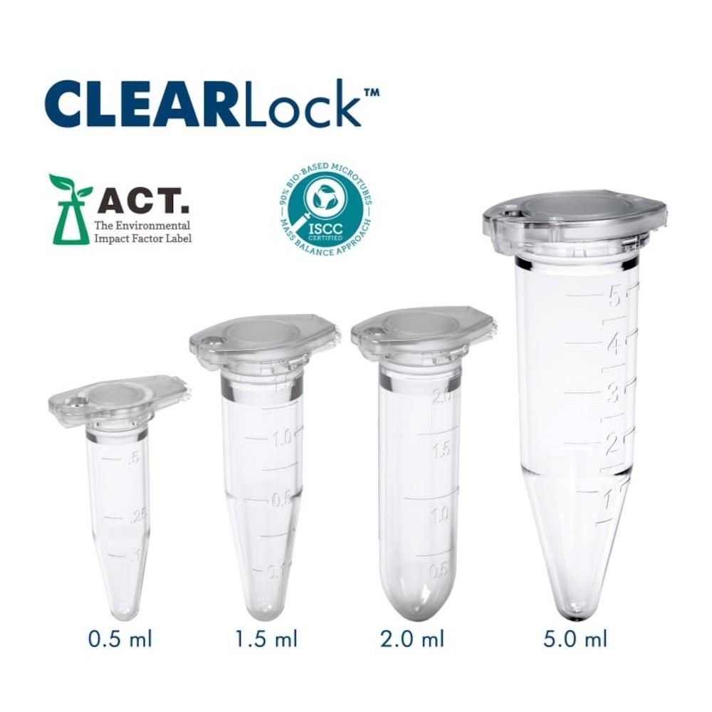ClearLine Microtube Snap Clearlock 0.5mL Tubes Natural Protein Low Binding Pack of 500