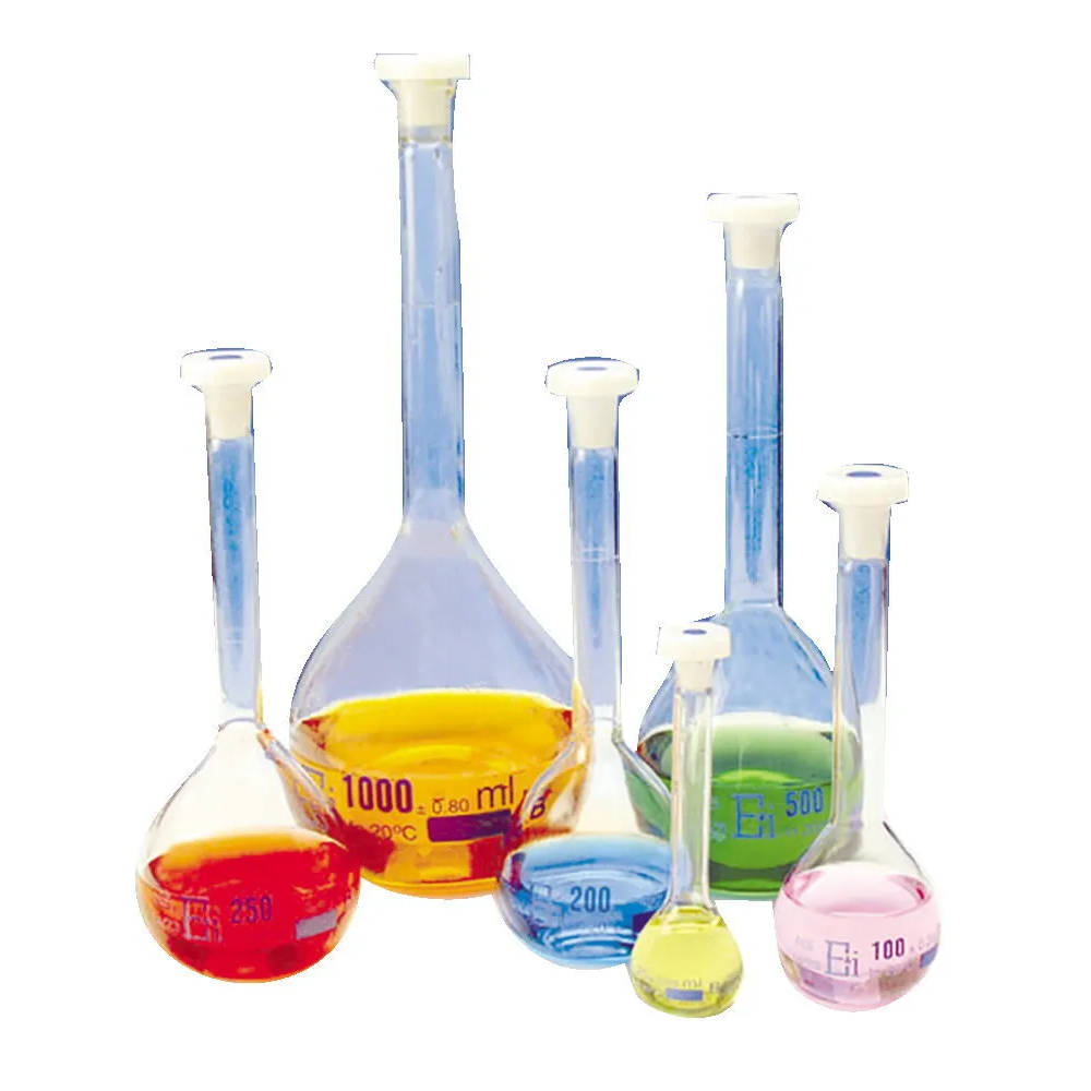 Volumetric flask with one graduation mark,with ground-in plastic stopper