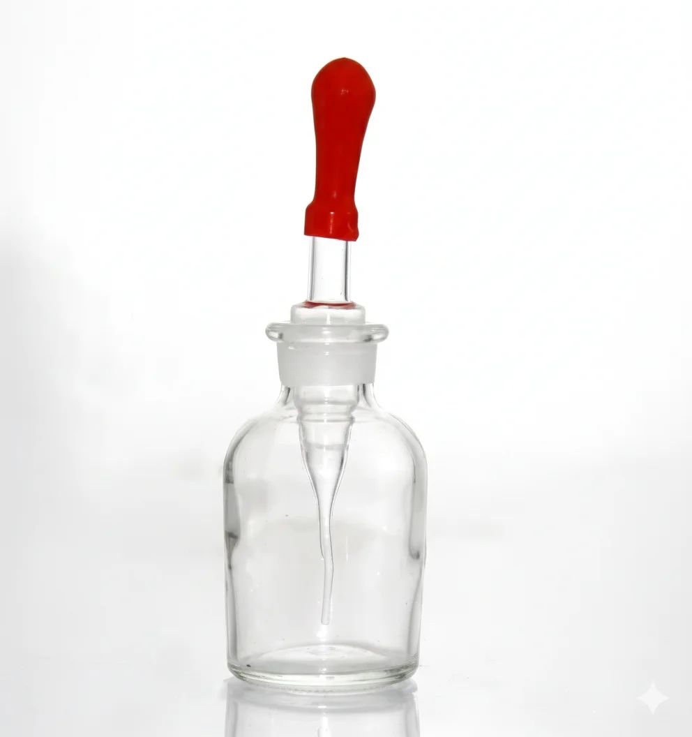 زجاجة تقطير، ماصة مدمجة مصقولة مع حلمة لاتكس، قابلة للتعقيم بالبخار (أوتوكلاف)، زجاج شفاف - Image 1