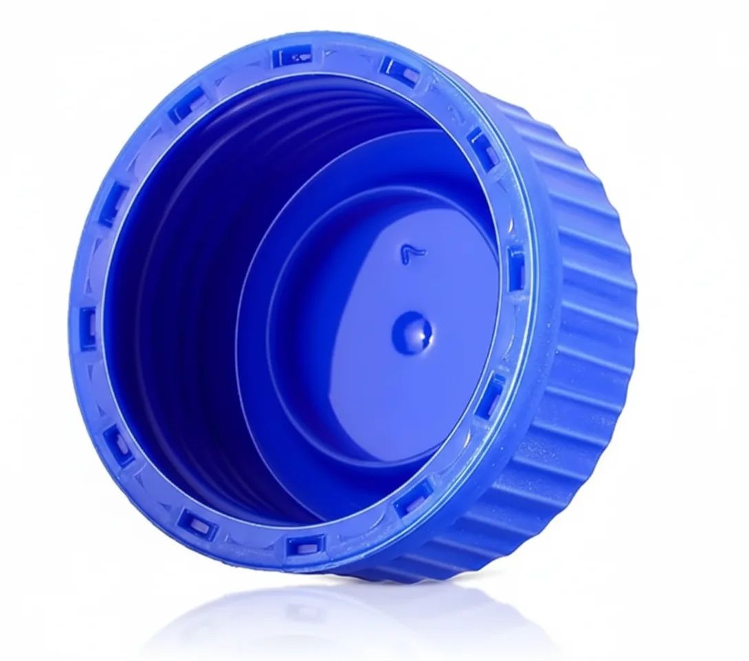 زجاجة كواشف زجاجية (زجاجة وسط/ميديا) بغطاء لولبي بلاستيكي أزرق، مصنوعة من زجاج الصودا والجير. - Thumbnail 2