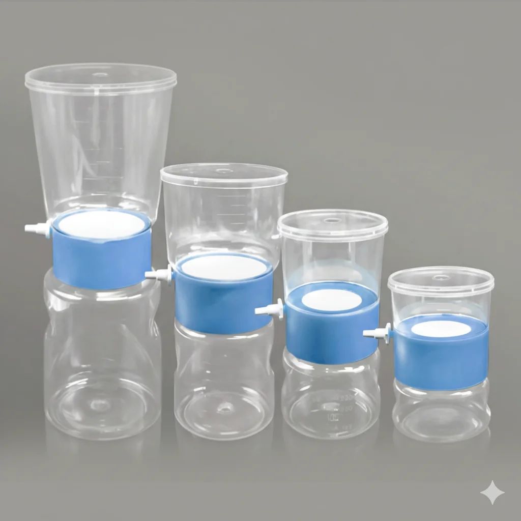 فلتر شفط سعة 1000 مل مزود بفلتر نايلون 91 مم 0.22 ميكرومتر، قطعة واحدة/كيس، 12 قطعة/كرتونة - Image 1