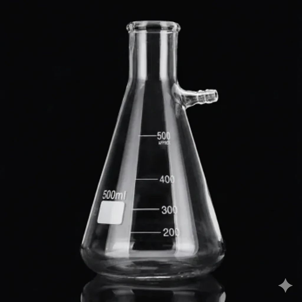 Filtering flask,Clear glass with upper tubulature Boro3.3 Glass  - Thumbnail 2