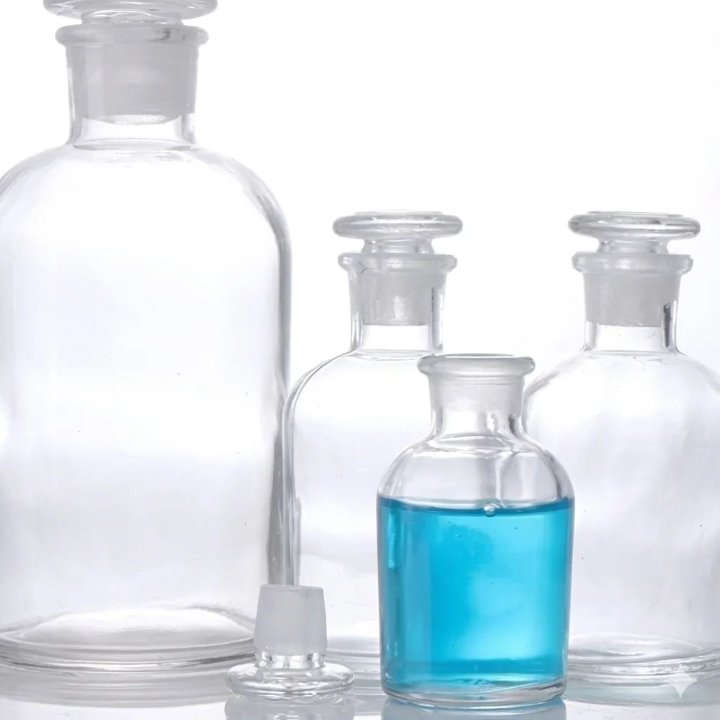 Reagent bottle,Clear glass narrow mouth with ground in glass 