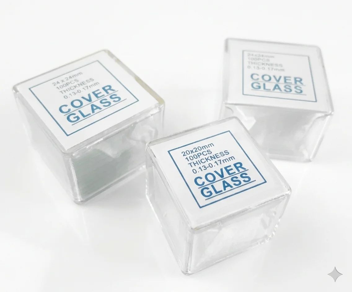 غطاء زجاجي للمجهر 1.0# بسماكة 0.13-0.16 مم، عبوة من 1000 قطعة - Image 1