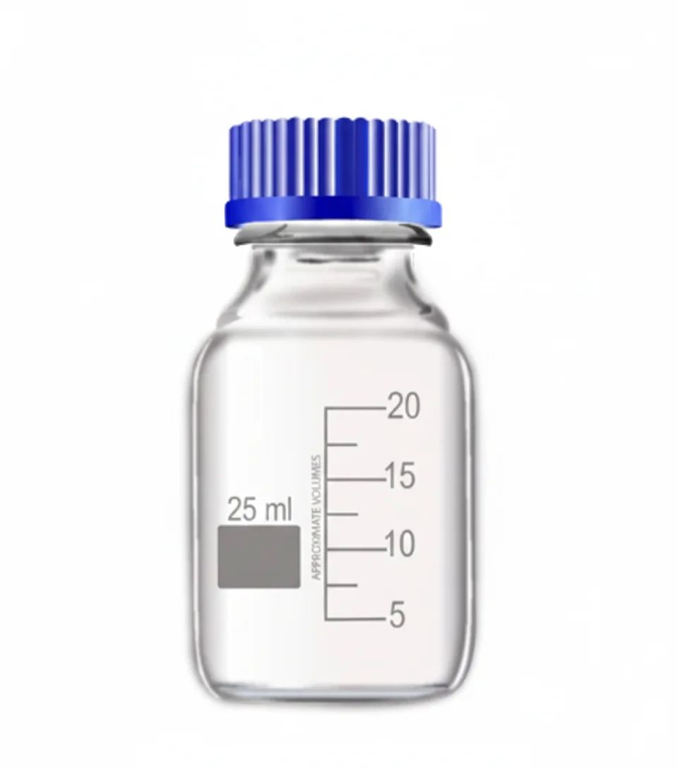 Glass Reagent bottle(Media bottle) with plastic blue screw cap, Soda lime Glass
