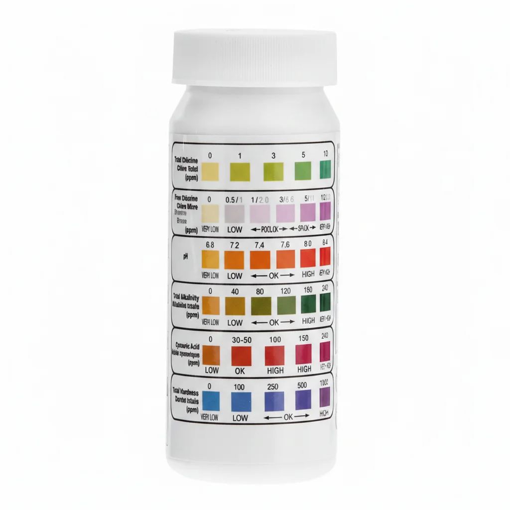 شرائط اختبار مياه المسابح والمنتجعات الصحية 6 في 1، (50 شريط/زجاجة) - Image 1