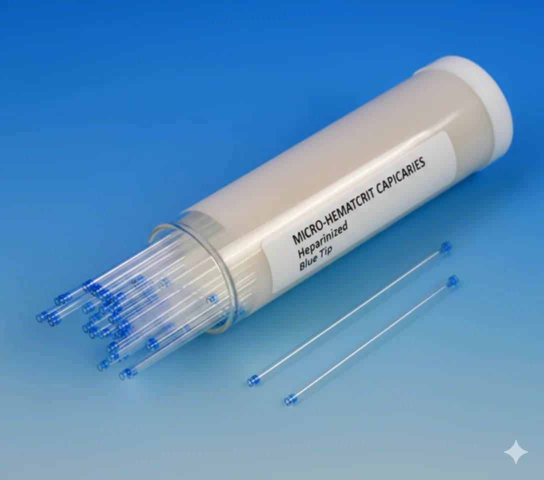 أنبوب شعري زجاجي، ترميز أزرق، خالٍ من الهيبارين، حجم 200 مل