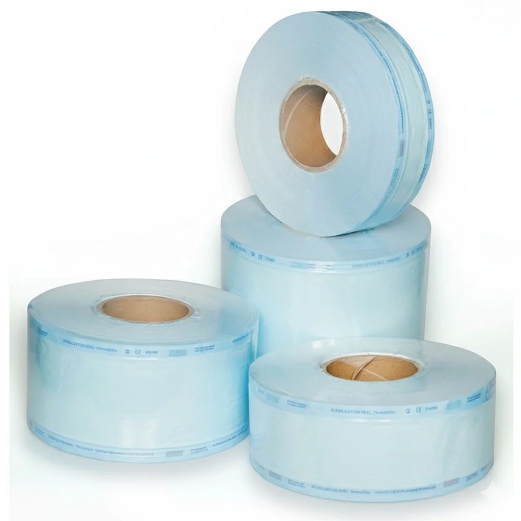 بكرة تعقيم، المادة: ورق طبي + غشاء بوليمر متعدد الطبقات من البولي إيثيلين تيريفثالات/البولي بروبيلين - Image 1