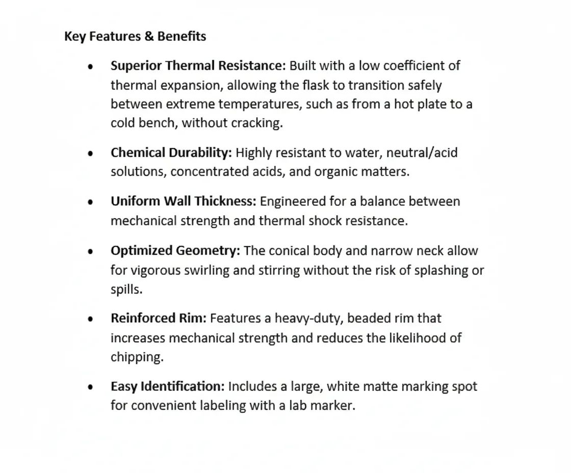 Fisherbrand X10  Flask, erlenmeyer, conical, narrow neck, Borosilicate Glass FB33130 - Thumbnail 3