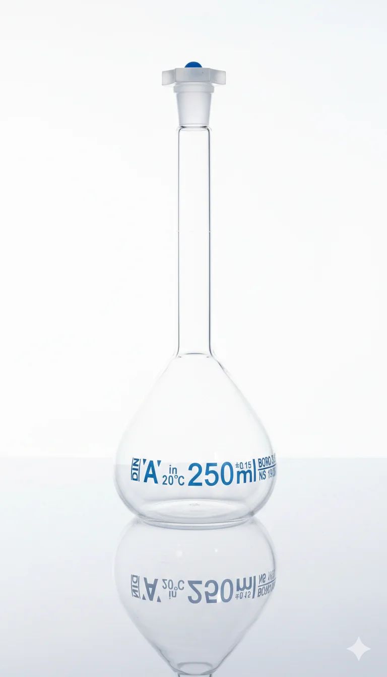 دورق حجمي ذو علامة تدريج واحدة، مزود بسدادة بلاستيكية مطحونة - Thumbnail 4