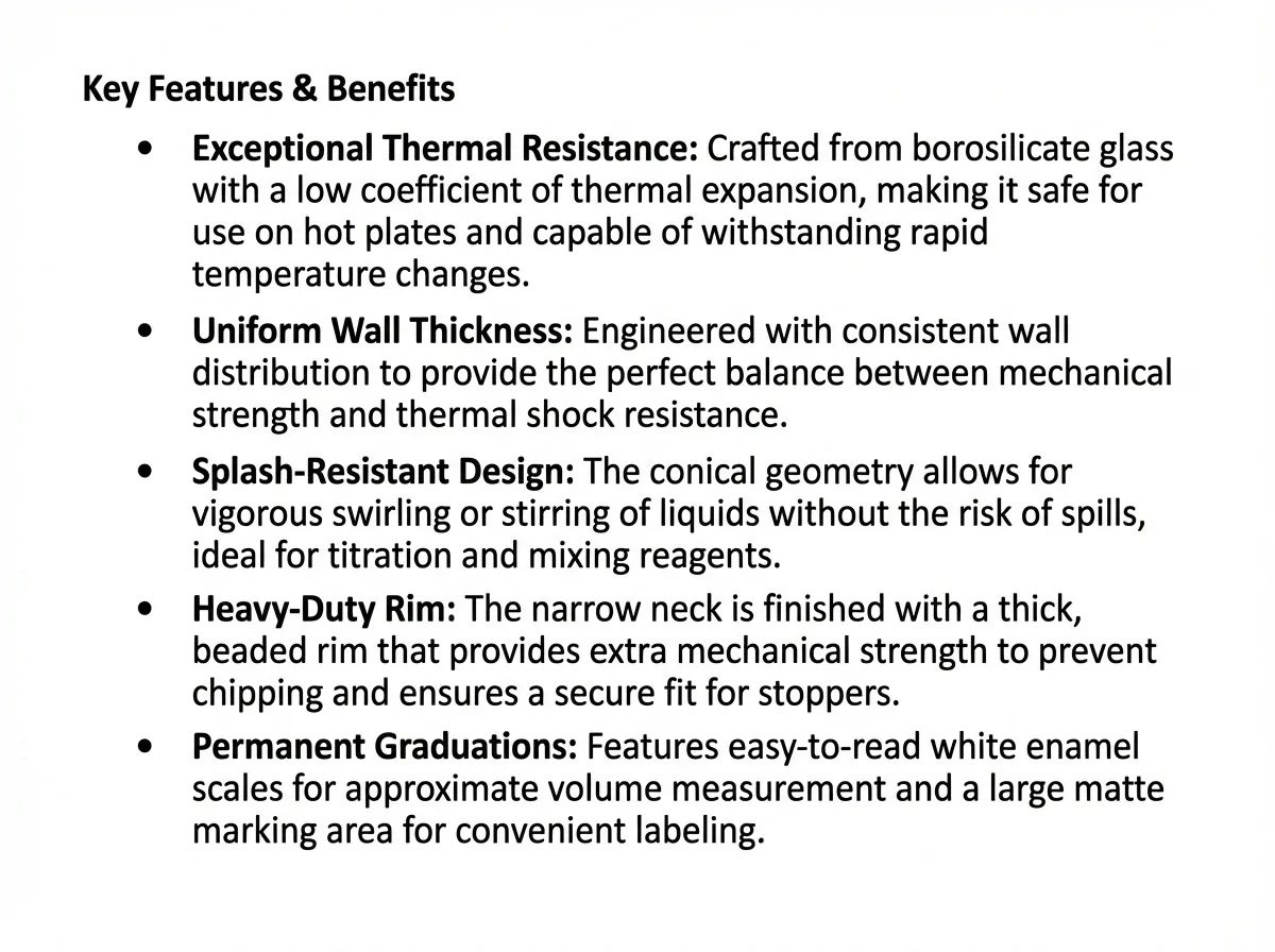 Fisherbrand 10-Pack,  Flask, erlenmeyer, conical, wide neck, Borosilicate glass FB33138 - Thumbnail 3