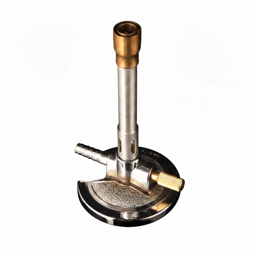 BUNSEN BURNER, WITH NICKEL-PLATED ZINC-ALLOY MADE BASE OF DIA.DIA.79MM, MIXING TUBE 153MM LONG, WITH GAS-ADJUSTABLE KNOB. NATRUAL GAS. BTU RANGE 800-1200 - Image 1