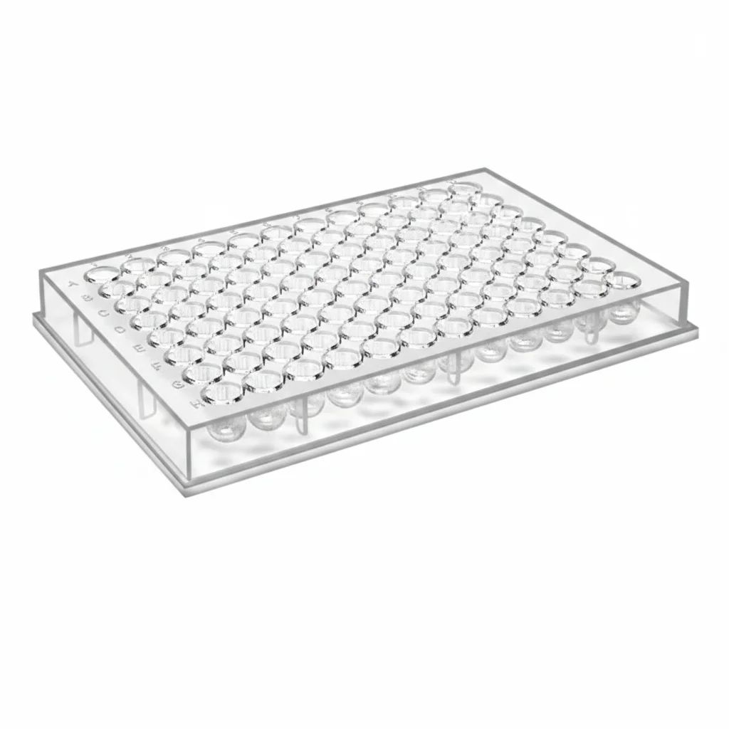 MICROPLATE 96 WELLS, U-SHAPE BOTTOM, W/ LID, PS MATERIAL. INDIVIDUAL FLOW-PK, GAMMA STERILE .1pc/flow-pk, 100pcs/carton . - Image 1