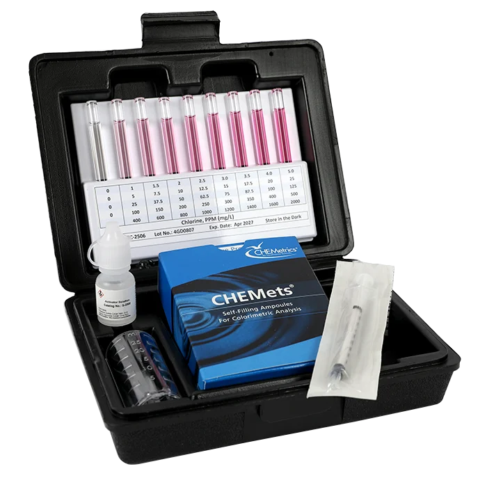 CHEMetrics® Chlorine HR CHEMets Test Kit-Range 0-125 ppm-30 Tests