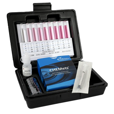 CHEMetrics® Chlorine HR CHEMets Test Kit-Range 0-125 ppm-30 Tests