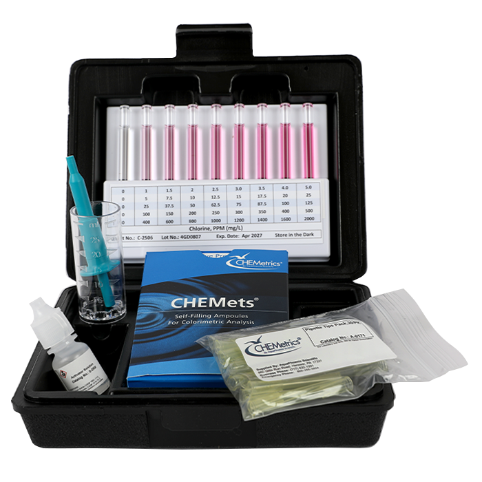 CHEMetrics® CHEMets® Test Kit  Chlorine HR (0-500 ppm)