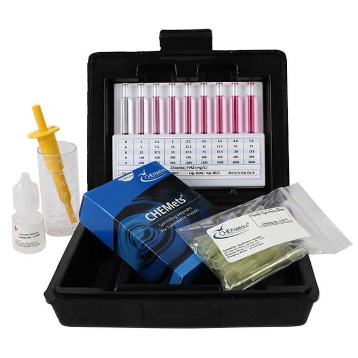CHEMetrics® CHEMets® Test Kit  Chlorine HR (0-2000 ppm)