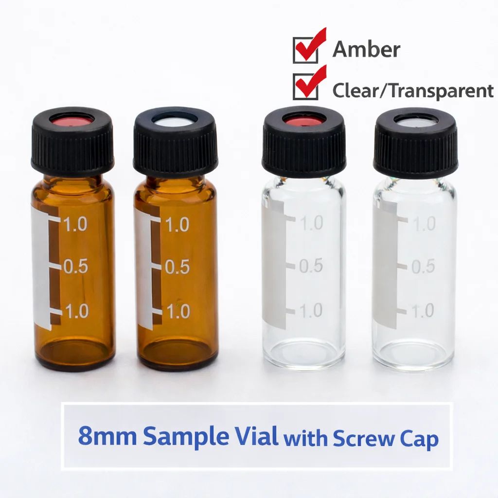 8mm sample vial with screw cap